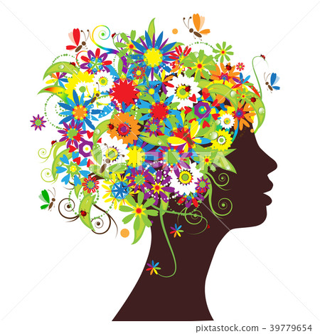 Floral head silhouette Floral head silhouette 39779654