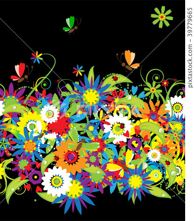 Summer night. Floral seamless background 39779665