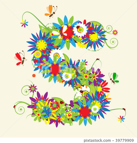Letter S, floral design.  39779909