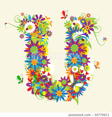 Letter U, floral design. 39779911
