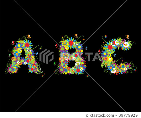 Alfabet, floral design. Alfabet, floral design. 39779929