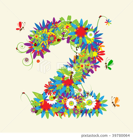 Numbers, floral design. - Stock Illustration [39780064] - PIXTA