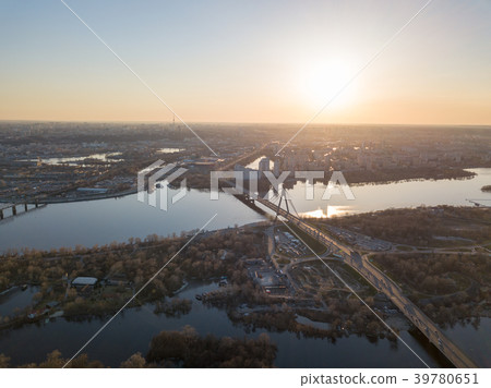 Aerial view on kiev city at sunset. The north 39780651