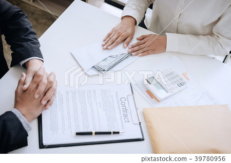 Bribery and corruption concept, bribe in the form of dollar bill 39780956