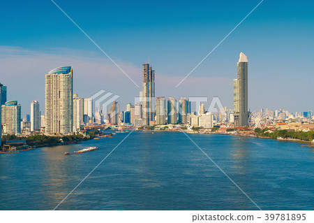 Financial district and Chao Phraya Riverin Bangkok Financial district and Chao Phraya Riverin Bangkok 39781895