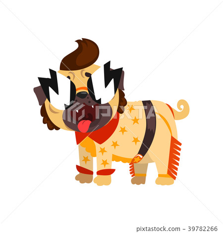 Funny pug dog character dressed as a Rock Star Funny pug dog character dressed as a Rock Star 39782266