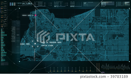 Futuristic HUD holographic digital city map Futuristic HUD holographic digital city map 39783189