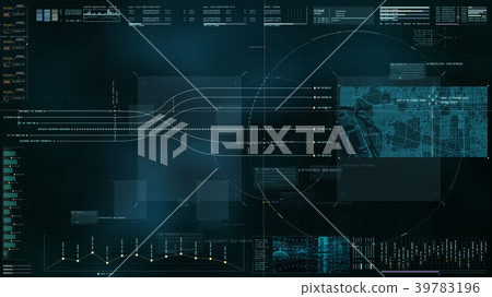 Futuristic HUD holographic digital city map Futuristic HUD holographic digital city map 39783196
