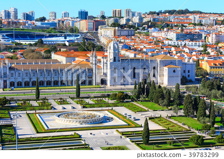 Lisbon, Portugal Jeronimos Monastery aerial view 39783299