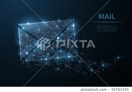Message. Polygonal wireframe mesh with dots and Message. Polygonal wireframe mesh with dots and 39783395