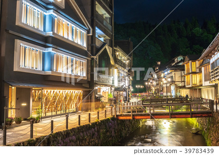 Night view of Ginzan Onsen spa town Night view of Ginzan Onsen spa town 39783439