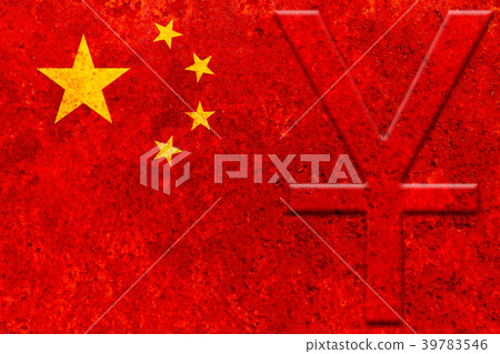 chinese currency symbol on rustic chinese flag 39783546