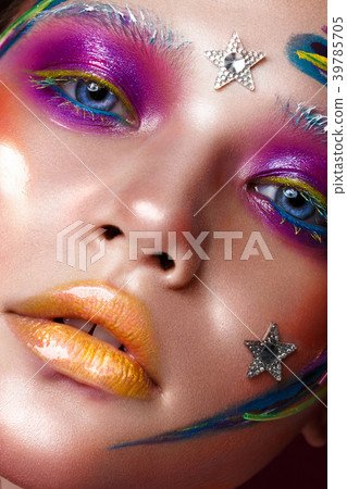 Beautiful girl with creative make-up in pop art 39785705