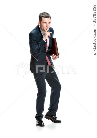 Full body portrait of businessman with folder on 39785858