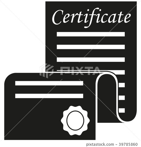Black and white open certificate scroll silhouette 39785860