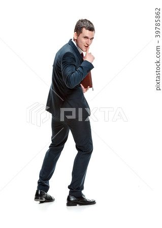 Full body portrait of businessman with folder on Full body portrait of businessman with folder on 39785862