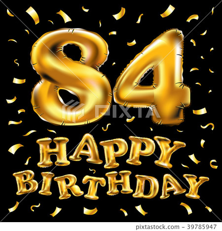 vector happy birthday 84 celebration gold balloons 39785947