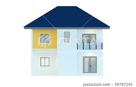 House 3d modern rendering on white background - Stock Illustration ...