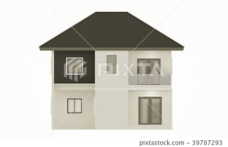 House 3d modern rendering on white background - Stock Illustration ...