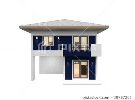 House 3d modern rendering on white background 39787295