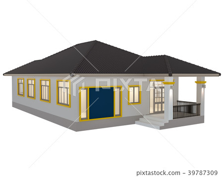 House 3d modern rendering on white background - Stock Illustration ...