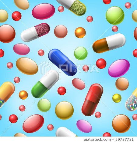 Seamless pills and tablets pattern - Stock Illustration [39787751] - PIXTA