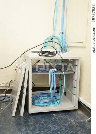 LAN cable wiring work under construction 39787928