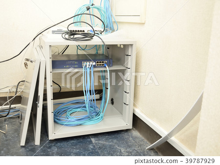 LAN cable wiring work under construction 39787929