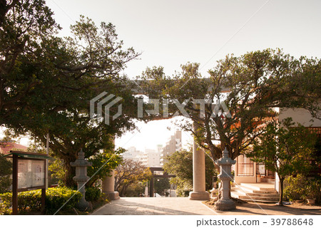 Torii against sun Naminoue shrine, Naha, Okinawa 39788648