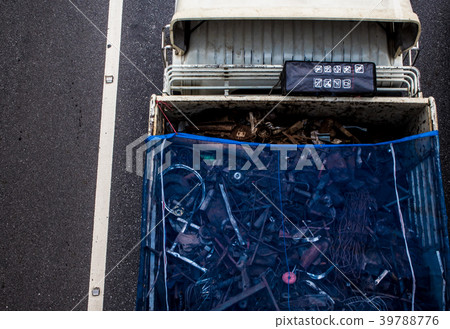 Top view of transportation truck on road Top view of transportation truck on road 39788776
