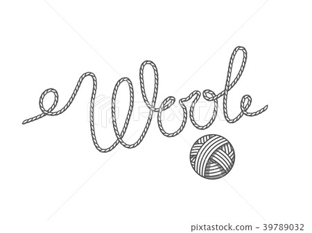 Wool emblem with with ball of yarn. Label for hand Wool emblem with with ball of yarn. Label for hand 39789032