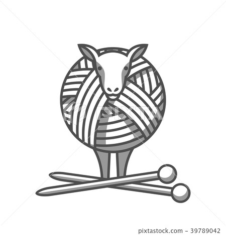 Wool emblem with sheep, tangle of yarn and 39789042