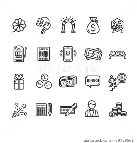 Lotto Signs Black Thin Line Icon Set. Vector 39789561