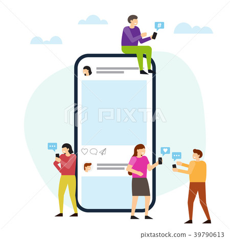 Social media with phone and small people around 39790613