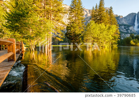 Merced River and Yosemite Falls landscape 39790685
