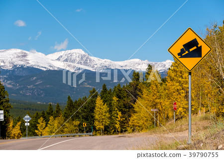Steep grade truck road sign on highway Steep grade truck road sign on highway 39790755