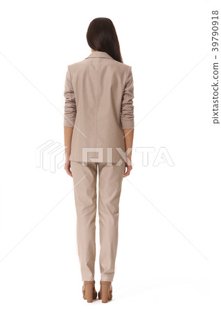 indian business woman in beige pant suit full body protrait in high heels 39790918