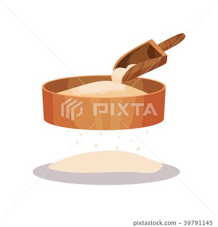 Wooden flour sifter and scoop, baking Ingredient 39791145