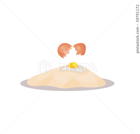 Broken raw egg and flour, baking Ingredients 39791172