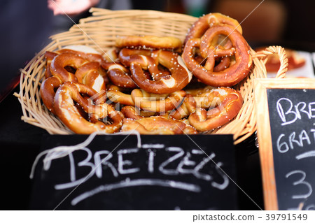 Salt pretzels and other bread for sale Salt pretzels and other bread for sale 39791549