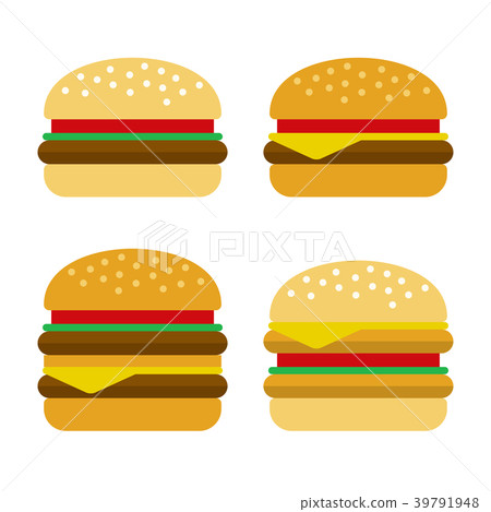 Burger Icon set. Flat Style Vector - Stock Illustration [39791948] - PIXTA