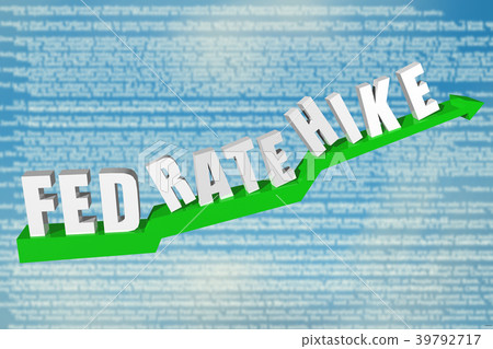 3D text Fed rate hike with blue theme background 3D text Fed rate hike with blue theme background 39792717