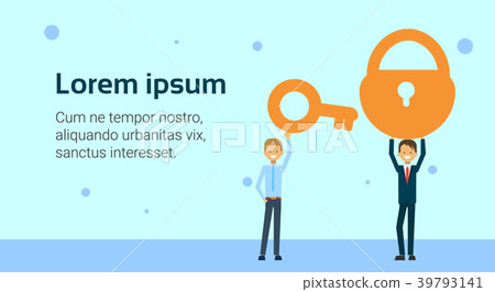 Two Business Men Holding Lock And Key Success Two Business Men Holding Lock And Key Success 39793141