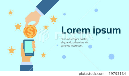Hand Putting Money In Smart Phone Digital Mobile 39793184
