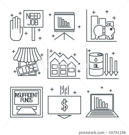 Set icons on a theme of economic crisis Set icons on a theme of economic crisis 39793186