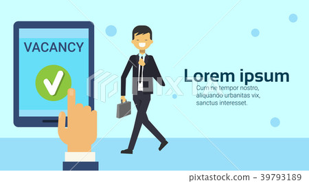 Happy Business Man Walking Hand Holding Digital Happy Business Man Walking Hand Holding Digital 39793189