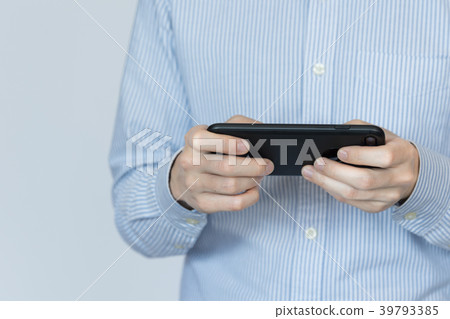 Male smartphone white background Male smartphone white background 39793385