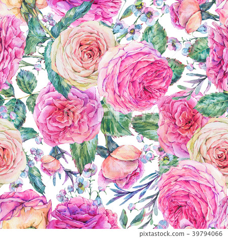 Nature seamless pattern with roses 39794066