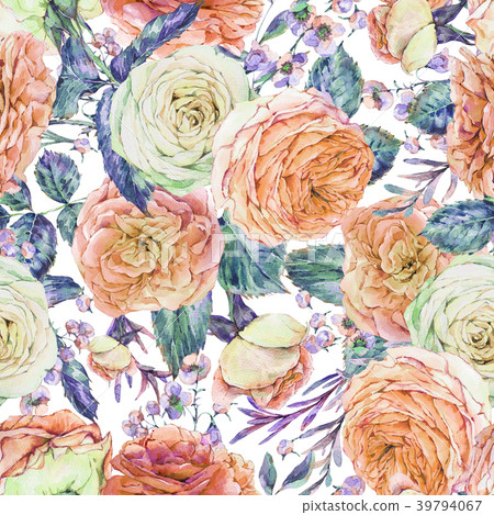 Nature seamless pattern with roses 39794067