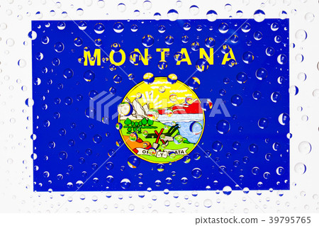 Flag of American State Montana behind a glass  39795765